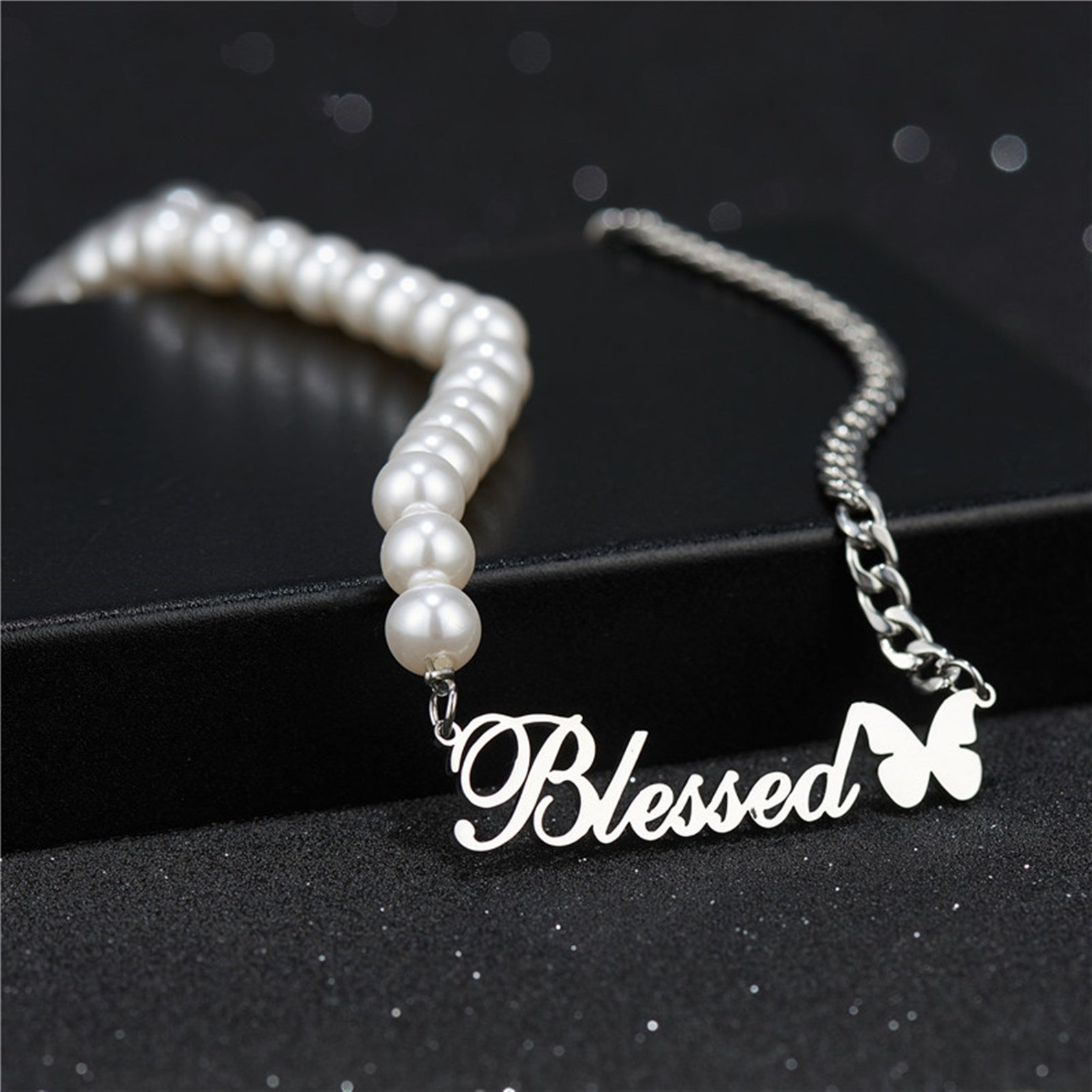 Custom Pearl Necklace Name Necklaces Name Pearl Necklace Etsy UK