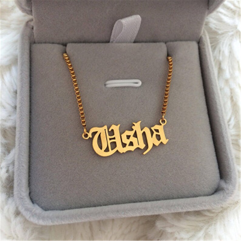 18k Gold Personalized Name Necklace Name Tag Necklace Etsy