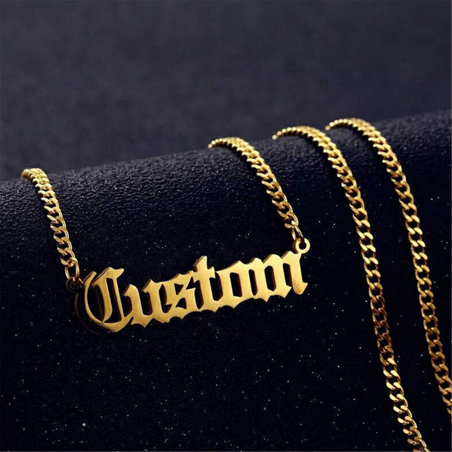 18k Gold Personalized Name Necklace Name Tag Necklace Etsy