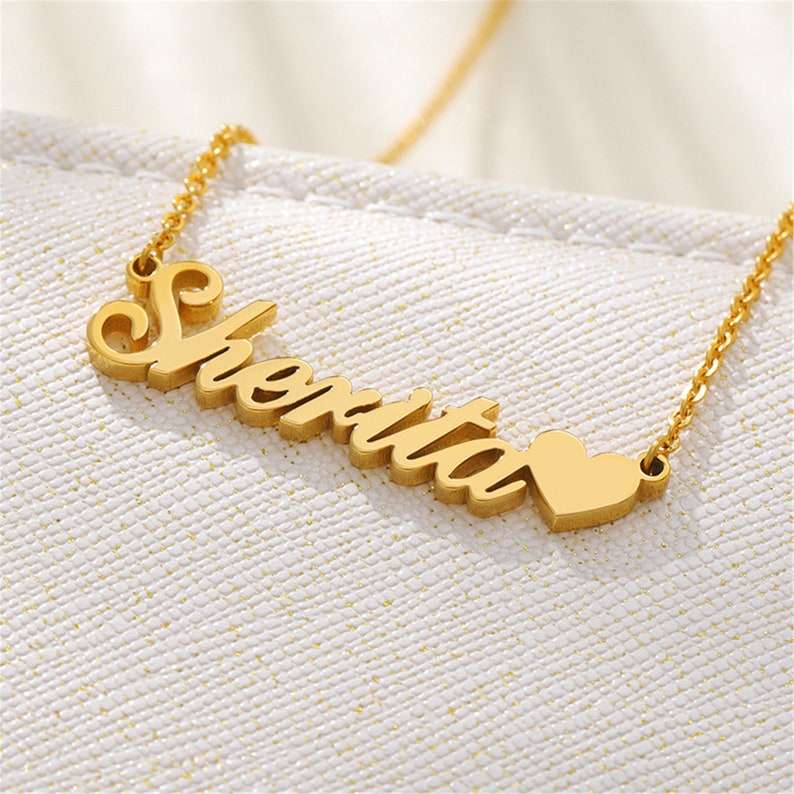 18k Gold Personalized Name Necklace Name Tag Necklace Etsy