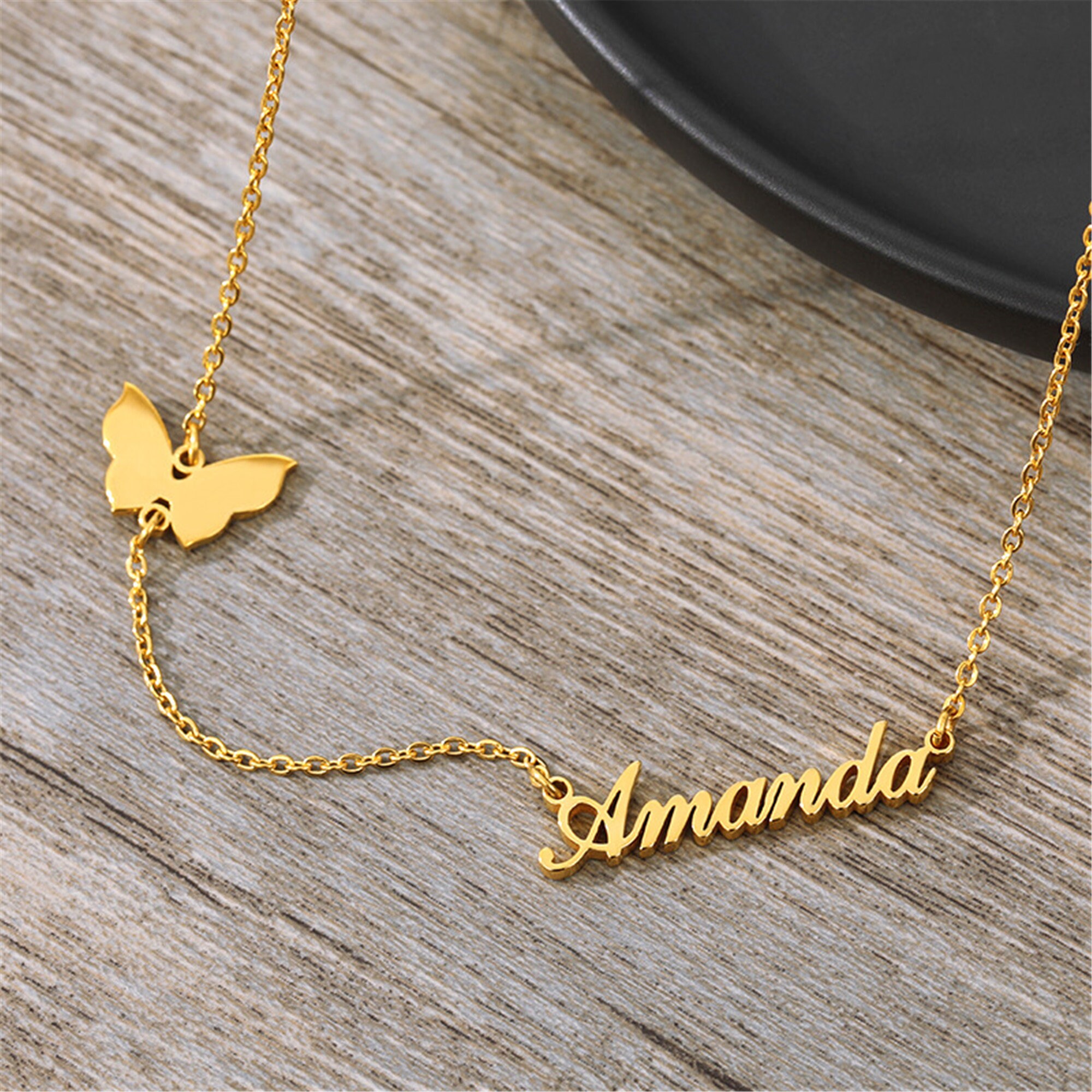 18k Gold Personalized Name Necklace Name Tag Necklace Etsy