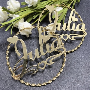 Custom Hoop Earrings - Name Earrings Hoops - Big Hoop Earrings - Name Earrings - Custom Gold Earrings - Personalized Jewelry Gift for her