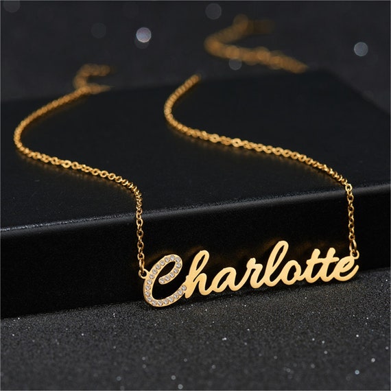 Personalized Name Necklace Name Pendant Necklace 18K Gold Etsy