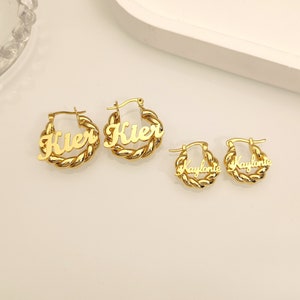 Kids Name Hoop Earrings, Custom Name Earrings, Baby Nameplate Earrings, Personalized Earring, Mini Hoop Earrings, Kids Baby Jewelry Gifts