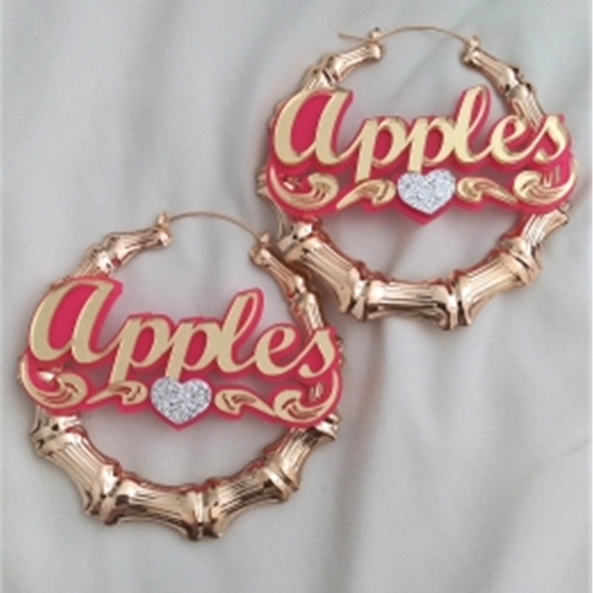 Custom Bamboo Earrings Name Bamboo Earrings Name Earrings Etsy UK