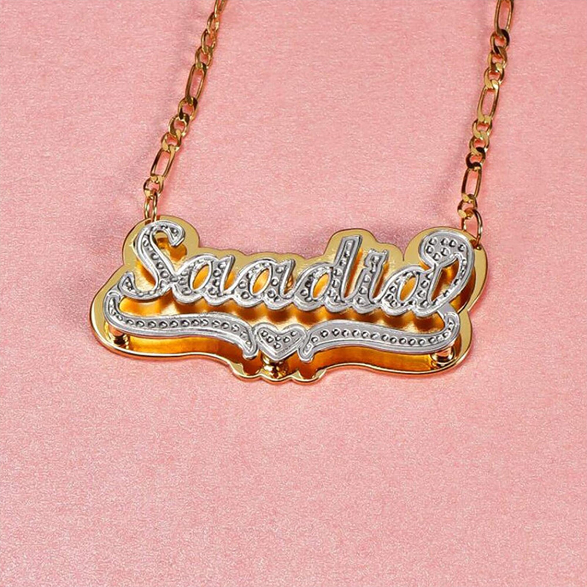 nowadaysfashion Name Necklace Double Name Plate Custom Nameplate Necklace