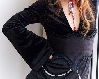 Delilah - Romantisches Unterbrustkorsett mit Perlen, Maßanfertigung, Handgefertigt