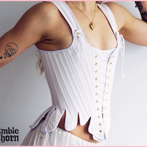 Marigold | Handmade Custom 18th Century Stays | front and back-lacing corset, boned bodice, customisable, made-to-measure, historical