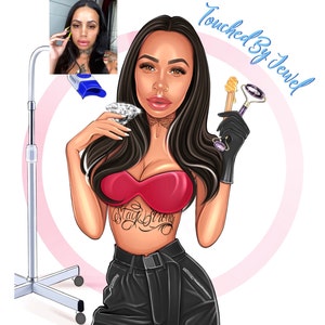 Teeth whitening logo design, Custom digital portrait for esthetician, Cartoon logo portrait, Custom caricature, Personalized cartoon gift