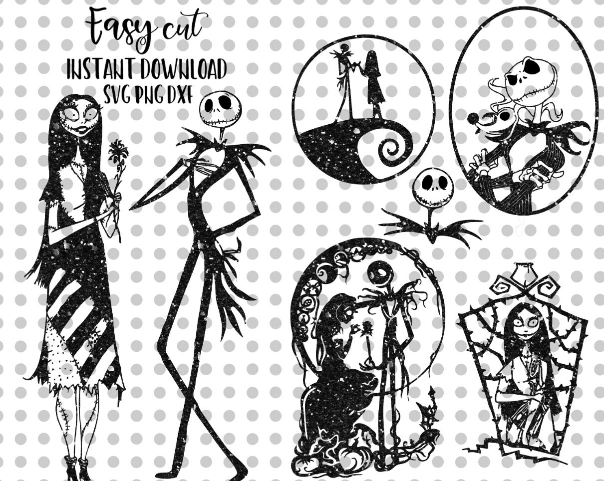 Download 7 Jack and Sally SVG Outline Bundle Easy Cut Cutting File ...
