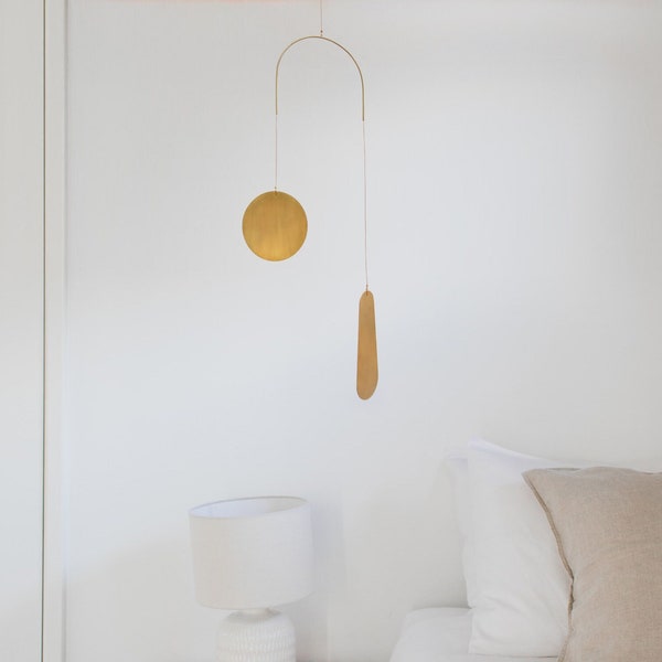 Art Decor Brass Mobile | Master Bedroom Décor | Nordic Home Décor | Elegant Gold Wind Sculpture | High quality Art for Home