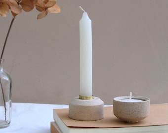 Ceramic and Brass Candle Holders - Two in One