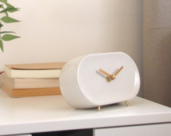 Clock For Office Desk | Modern Shelf Clock With Golden Hands | Beside Clock