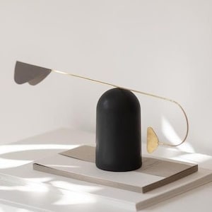 Elegant  Sculpture for Home Decor | Handcrafted Ceramic and Brass Kinetic Mobile | High-End Art for  Home