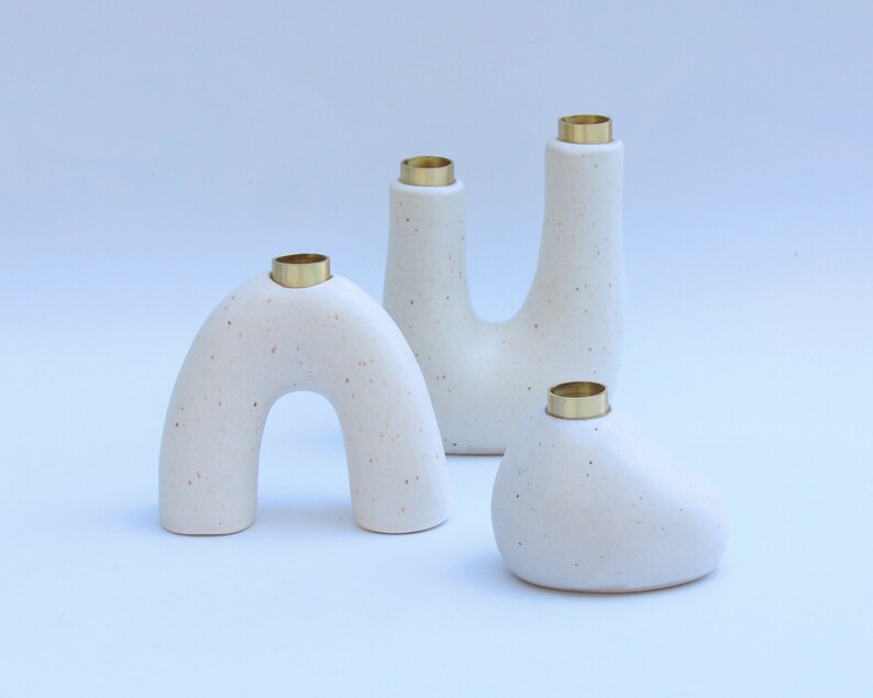 Set of 3 Small Ceramic Vases Minimal Vases Set for Dried Flowers