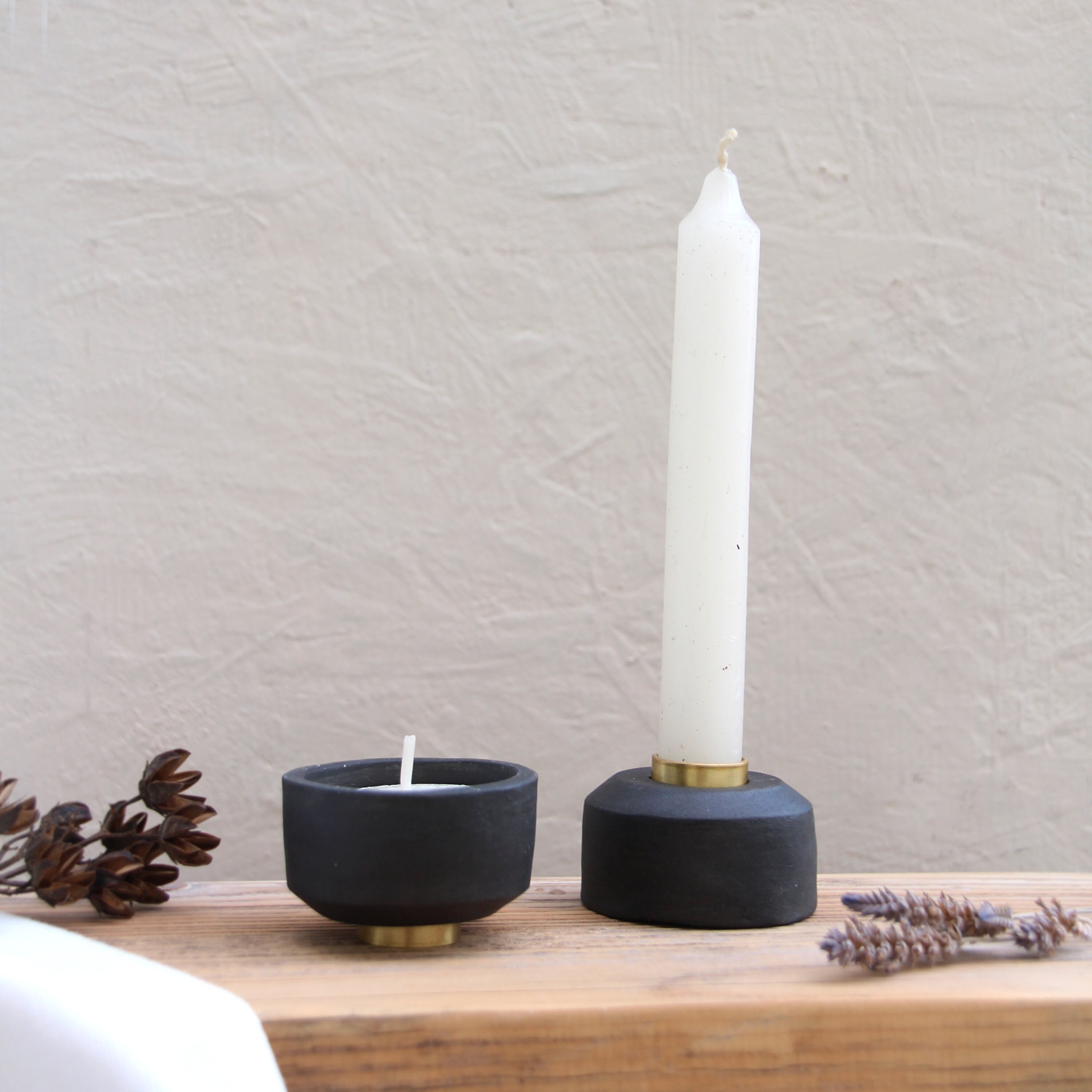 Handmade Ceramic Candle Holder | White & Gold Tealight Candlestick - Etsy