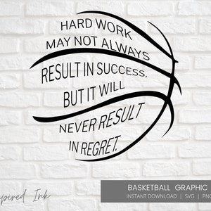 Basketball SVG Quote | Motivational Sports Wall Art | Hard Work Basketball Graphic | Digital Download PNG SVG | Coach Gift | Cricut Basketba