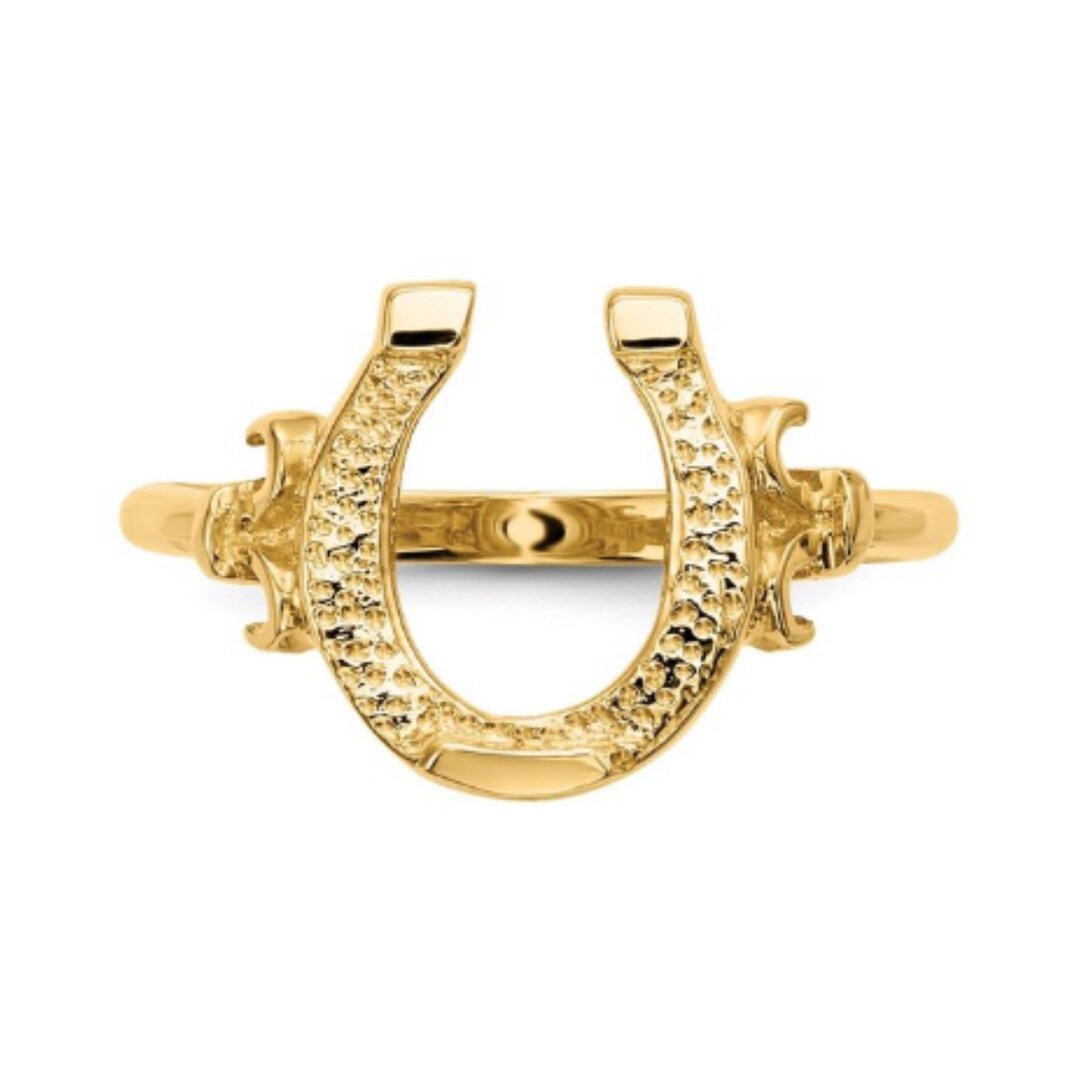 18k Gold Wrapped Horseshoe Silver Ring, 925 Sterling Silver Gold ...