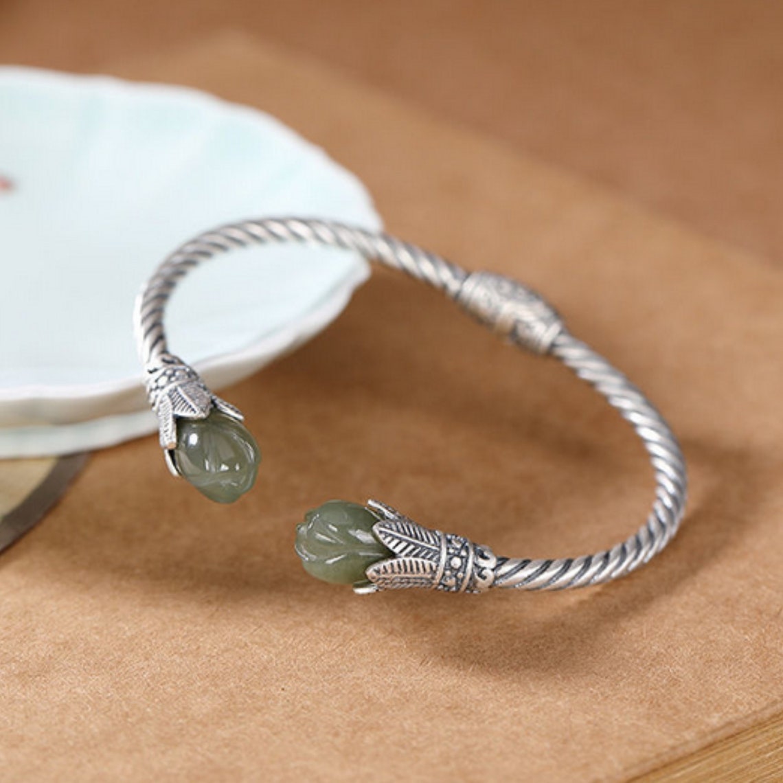 Jade Cuff Bracelet Green Jade Bracelet Gemstone Cuff Etsy