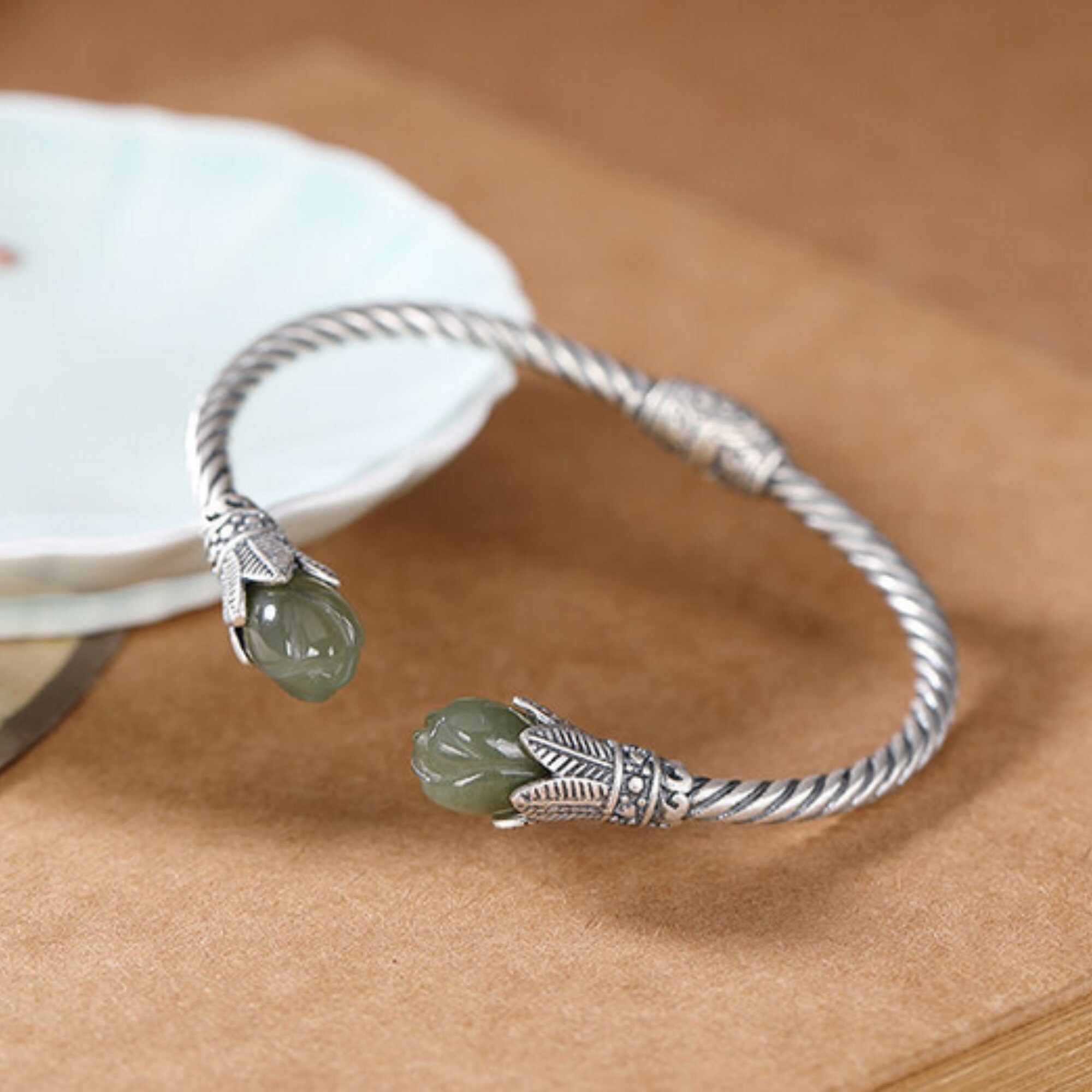 Jade Cuff Bracelet Green Jade Bracelet Gemstone Cuff Etsy