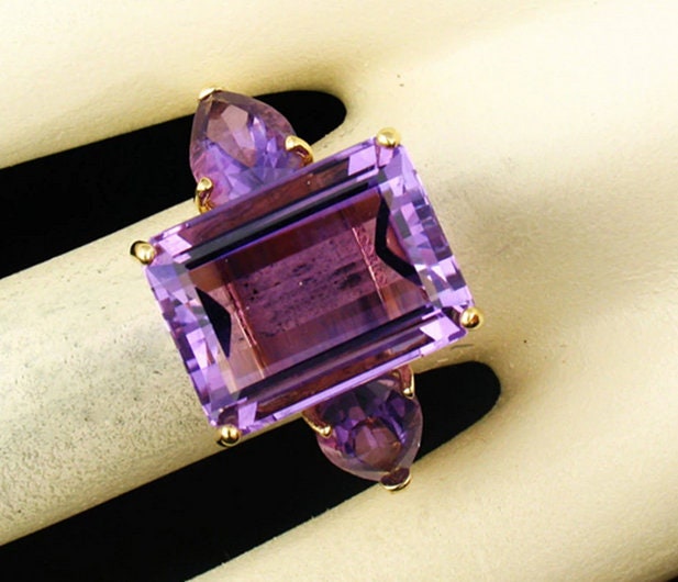 Purple Stone Ring Amethyst Ring Yellow Gold Ring Dainty | Etsy