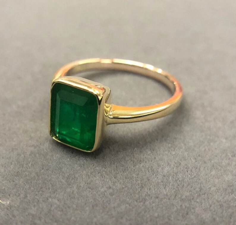 Emerald Ring 925 Silver Ring Gold Platted Ring Etsy