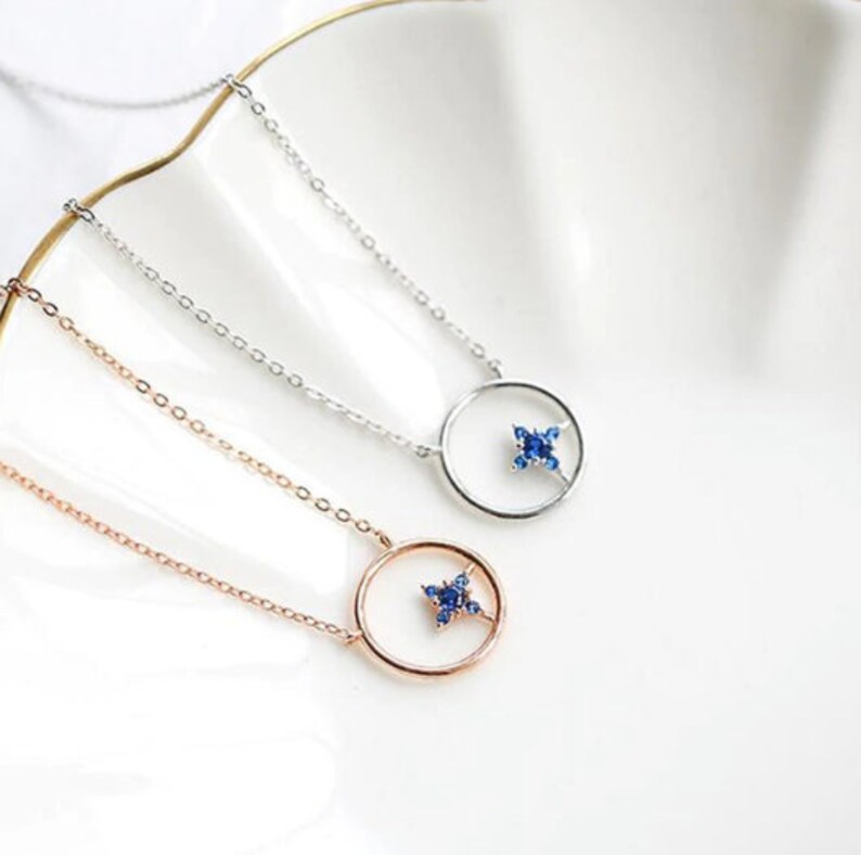 925 Sterling Silver,Minimalist Necklace,Boho Necklace,Dainty Necklace Sweet Simple Four Star Pendant Bridesmaids Jewellery. Gift for her