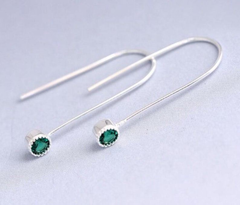 Dangle Drop Small U Shape Earring with Cubic Zircon,925 Sterling Silver,Minimalist Earring,Boho Earring,Gift for her Wedding Gift Jewellery.