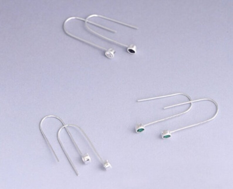 Dangle Drop Small U Shape Earring with Cubic Zircon,925 Sterling Silver,Minimalist Earring,Boho Earring,Gift for her Wedding Gift Jewellery.