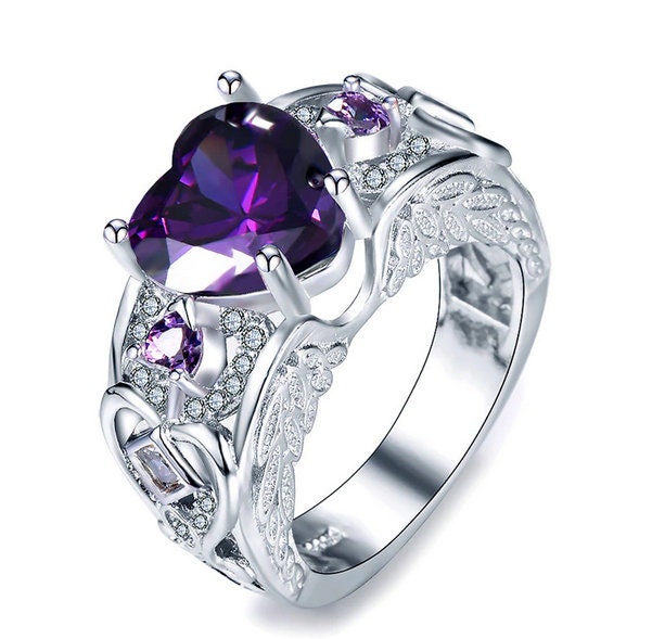 Amethyst Ring Amethyst Purple Ring Angle Wings Ring - Etsy