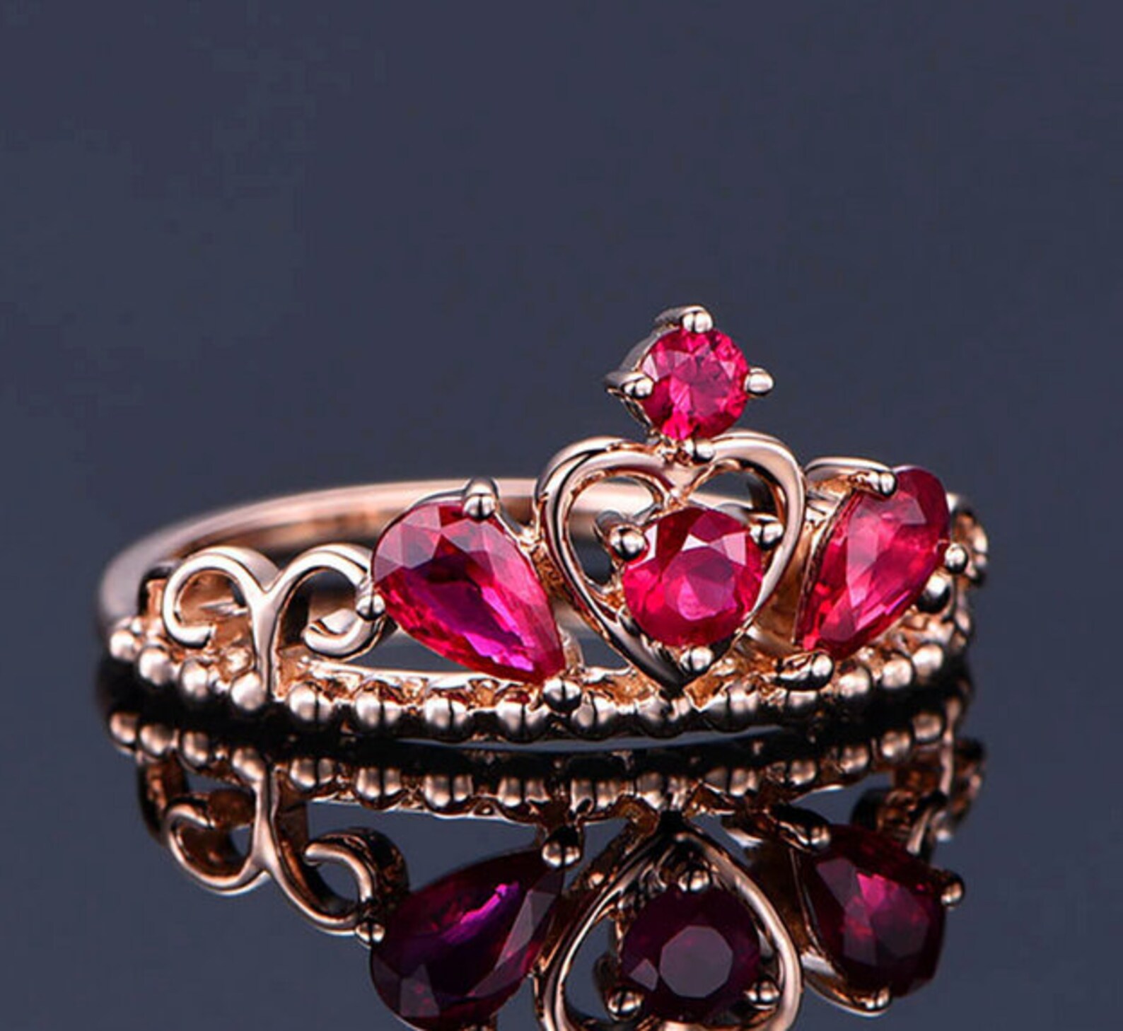 Queen Crown Ring Ruby Crown Ring Queen Ring Gift for Etsy