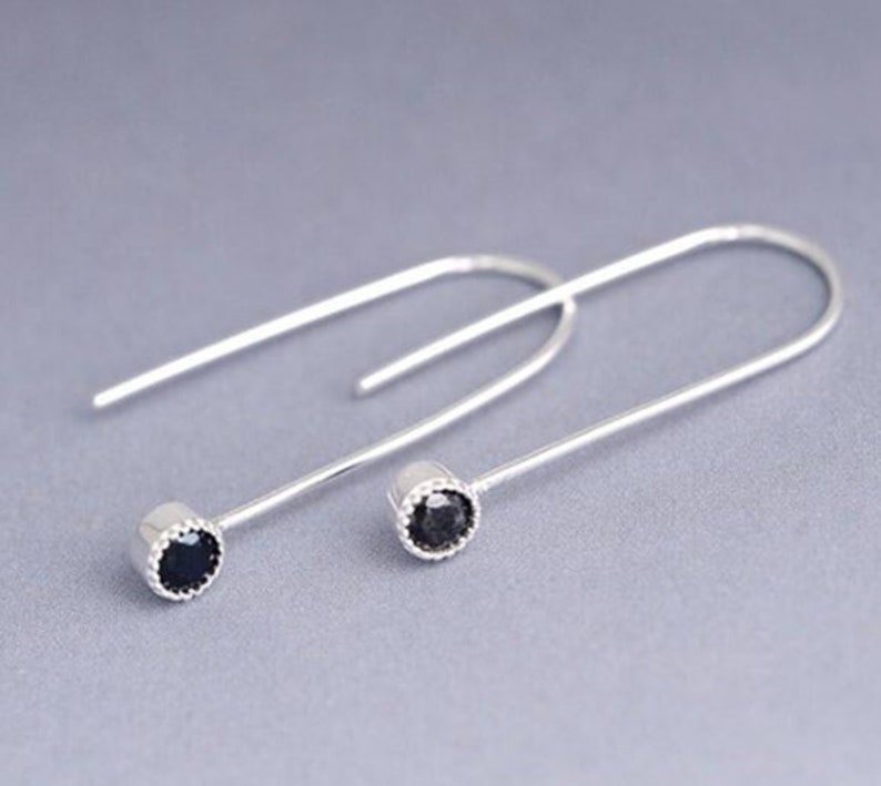 Dangle Drop Small U Shape Earring with Cubic Zircon,925 Sterling Silver,Minimalist Earring,Boho Earring,Gift for her Wedding Gift Jewellery.
