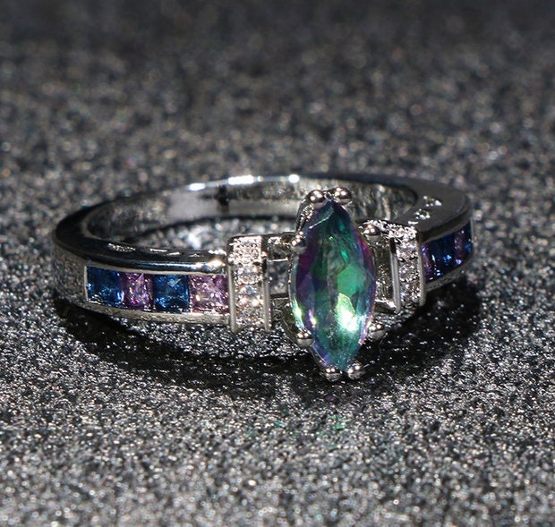 Mystic Topaz Ring Amethyst Ring Topaz Ring Wedding Ring - Etsy