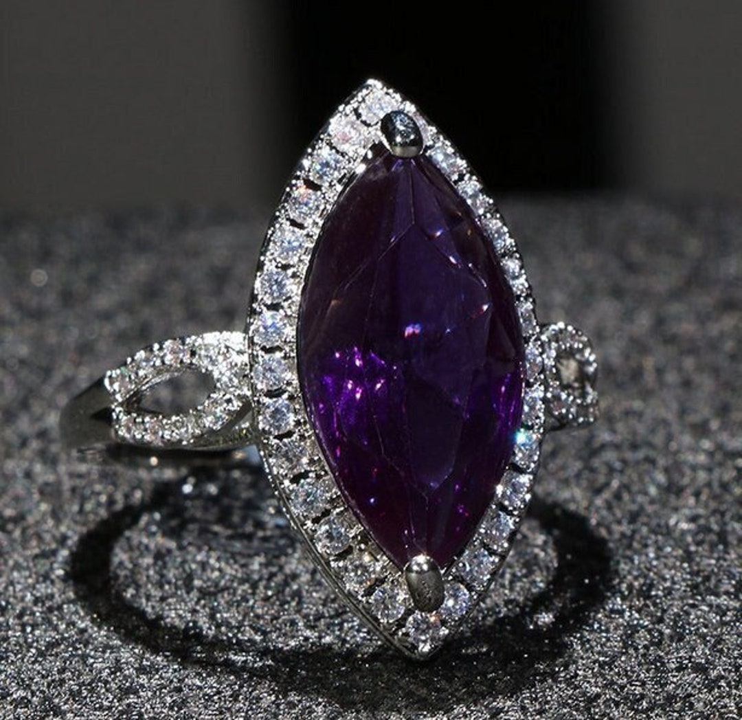 Amethyst Ring Wedding Ring Amethyst Zircon Ring Purple - Etsy