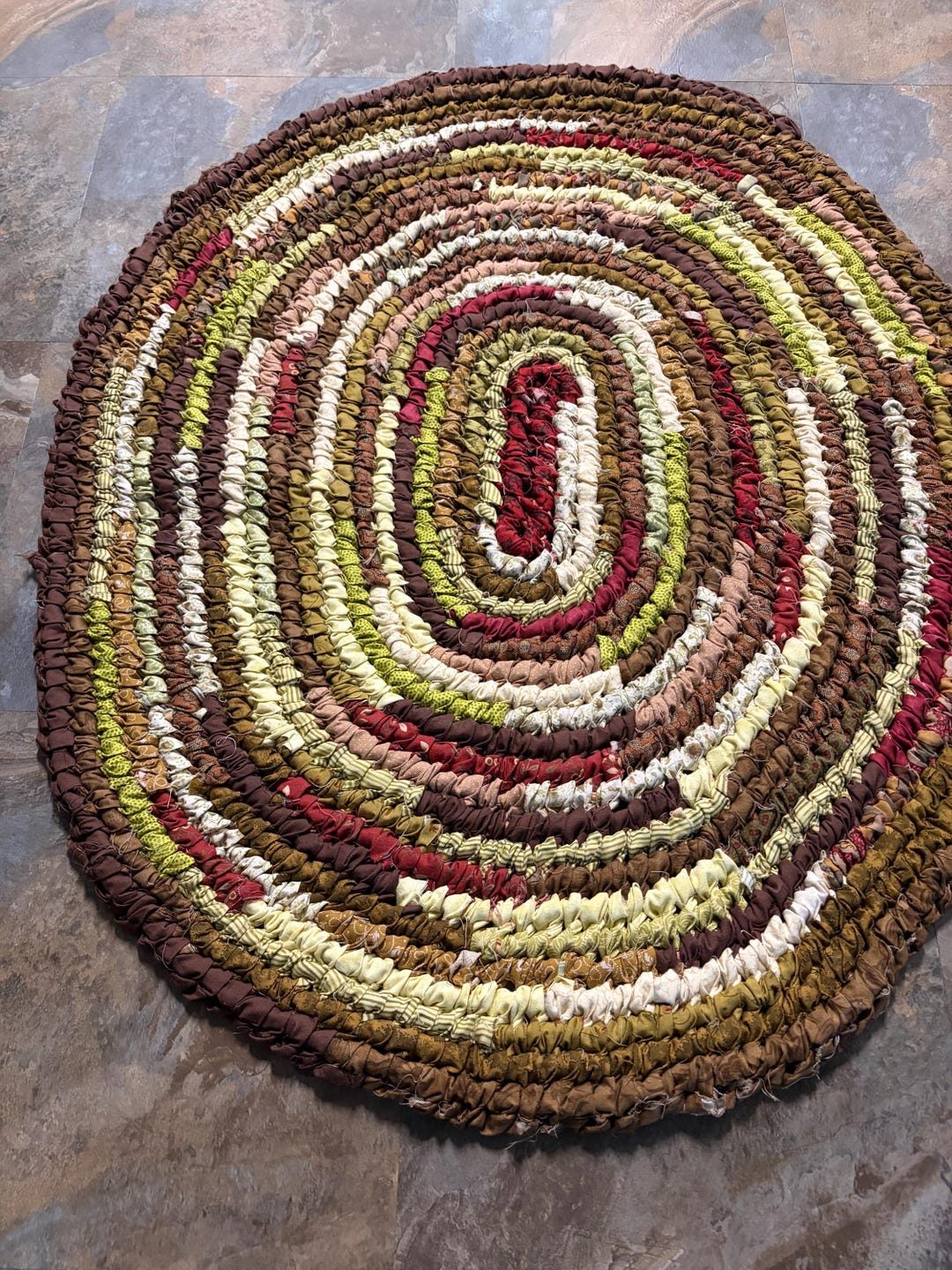 Brown Rag Rug Amish Rag Rug in Green and Brown-oval 28x34 - Etsy