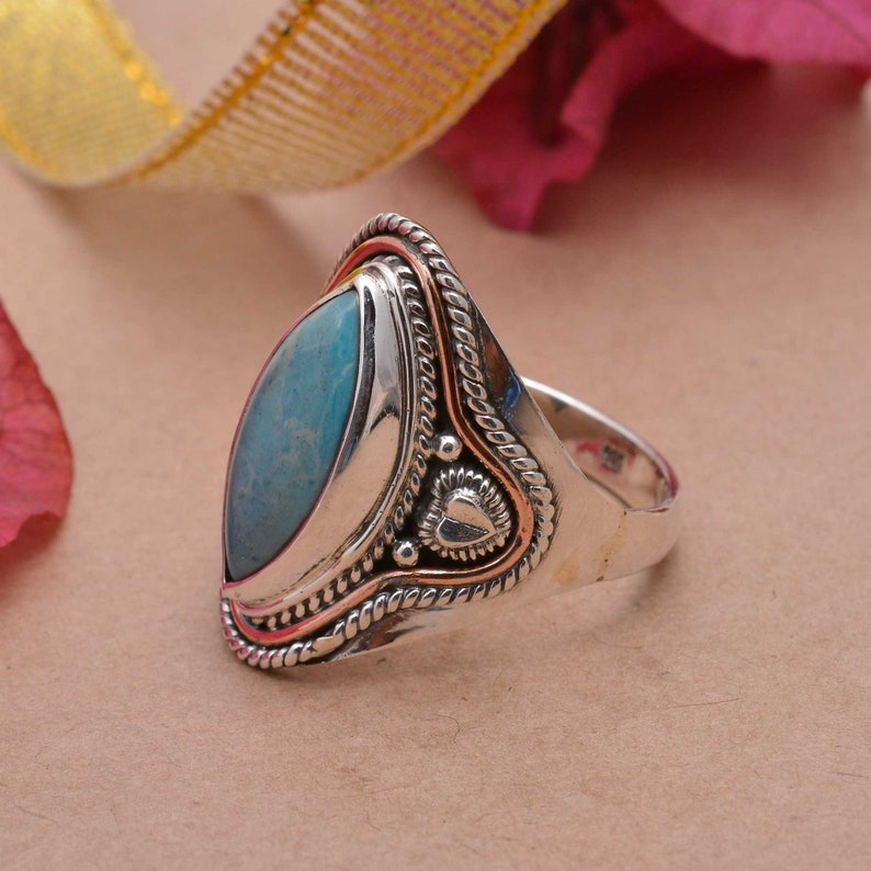 Larimar Stone Ring,Gemstone Ring,Handmade Ring,Silver Ring,Boho Ring,Vintage Ring,Women Ring,Anniversary Ring
