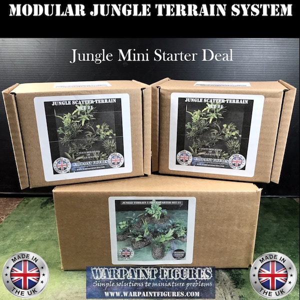 AHORRE 20% Juegos de guerra hechos a mano Terrain-Jungle Starter Pack Set-Bolt Action 28mm WW2 Birmania Vietnam 20mm Tabletop Scenery