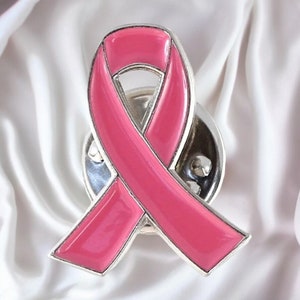 Breast Cancer Awareness Ribbon Enamel Pin | Pink Support Ribbon Pin | Charity Awareness Pin | Hope & Strength Pin | Secure Pinback