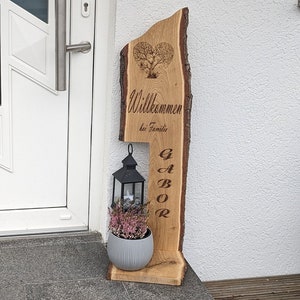 Wooden stele Welcome / Wooden display / Entrance sign