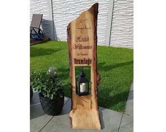 Wooden stele Welcome / Wooden display / Entrance sign