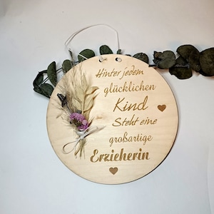 Abschiedsgeschenk / Kindergartenkind / Erzieherin / Holzscheibe / Lehrer / Holzscheibe mit Trockenblumen / Geschenk Holz
