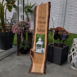 Wooden stele Welcome / Wooden display / Entrance sign