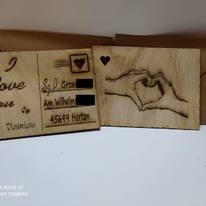 Personalisierte gravierte holz Postkarte