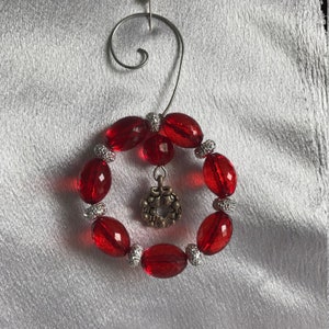 Christmas Wreath Ornament Red & Silver Wreath