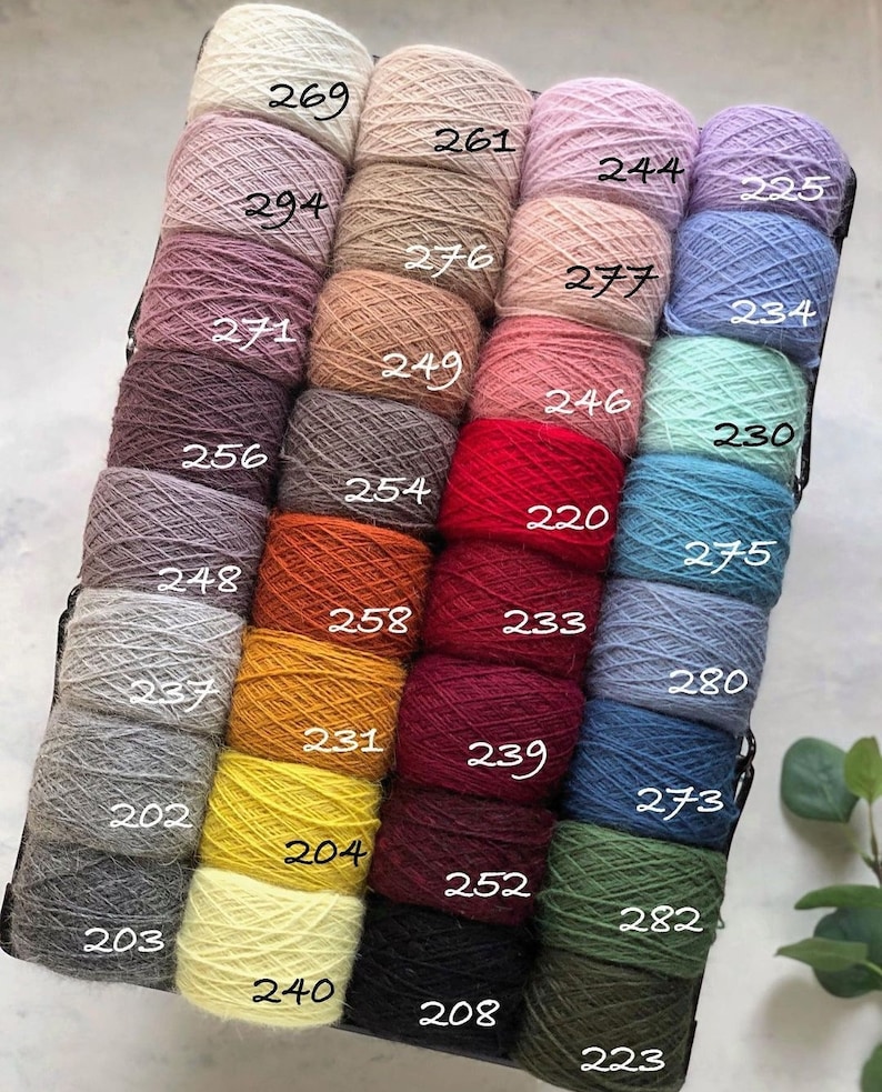 Pu&ograve; includere: Una collezione di 24 gomitoli di filo in vari colori, tra cui rosso, blu, verde, giallo, arancione, marrone e viola. Ogni gomitolo &egrave; etichettato con un numero.