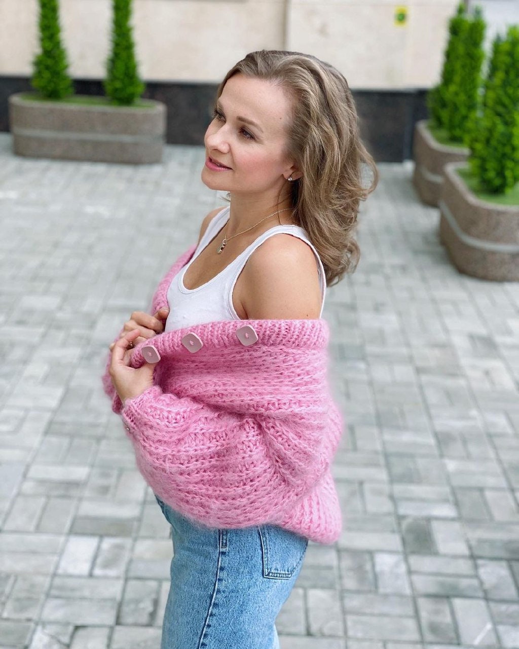 Mohair Cardigan, Hand Knitted Sweater, Chunky Sweater, Loose Mohair Cardigan, Hand Knitted Sweater, Chunky Sweater, Loose