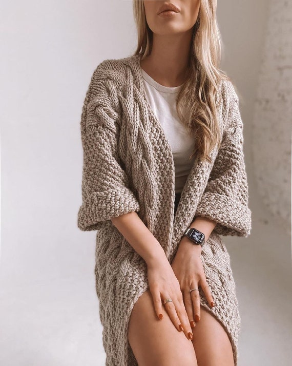 Boho chunky top knit cardigan
