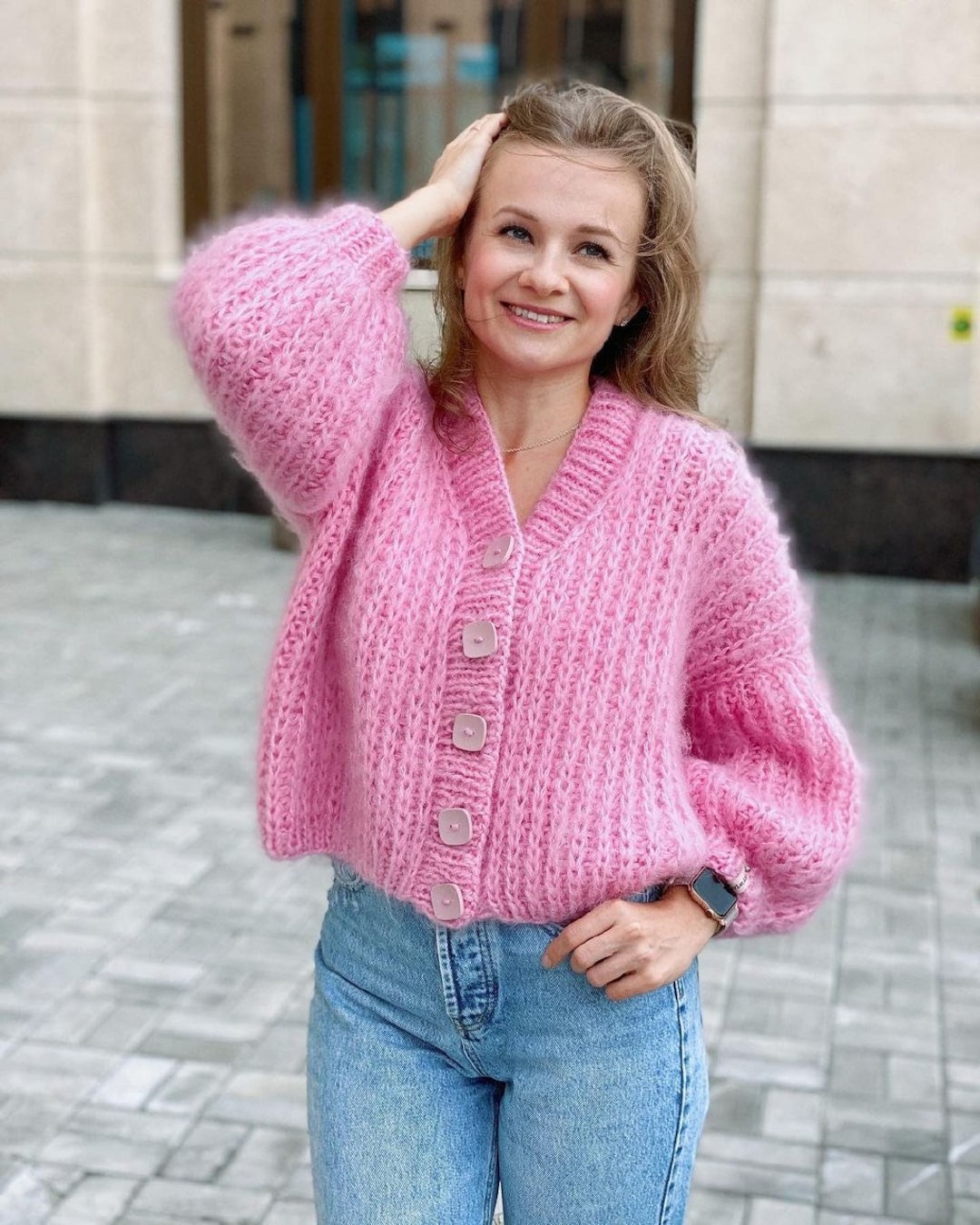Mohair Cardigan, Hand Knitted Sweater, Chunky Sweater, Loose Mohair Cardigan, Hand Knitted Sweater, Chunky Sweater, Loose
