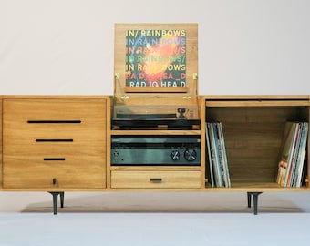 Record Console | Mid-Century Console | Vinyl Storage