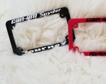 Personalized Motorcycle Frame for your License Plate Personalized with your Motorcycles Name Spyder, Ryker Canam, Indian, Harley, Any Brand